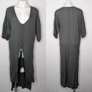 ✨3/$15  Handloom grey 100% cotton adjustable cinch swim cover M/L